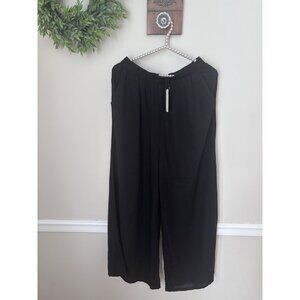 NWT Hunter & Brown Womens Size L Black Wide Leg Pull On Pants Gauzy Pockets
